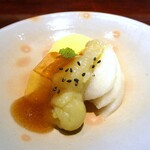 日本料理 崇 - 梨　柿　栗甘煮　ヨーグルトアイス　栗ペースト