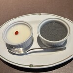 中国料理 美麗華 - 杏仁豆腐と胡麻豆腐