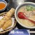 一滴八銭屋 - 料理写真:白肉うどん(1,080円)とかしわ天(1個)(120円)、ちくわ天(140円)