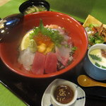 旬魚菜 まん海 - ﾗﾝﾁﾒﾕｰ（まん海丼セット；1250円）