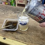浅見本店 - ロング缶のビールともずく酢　440円