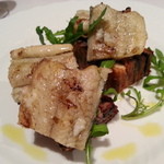 パルミジャーノメランザーネ、鰻の白焼き添え