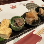 桂川 - 奥かられんこんきんぴら、鯵南蛮、砂肝マスタード、出汁巻き