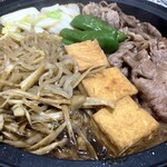 ミートスタジアム やまさん - あみ焼後に、余った牛肉で再びすき焼き