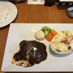 洋食屋 Hibi - ハンバーグステーキ+イカと明太子のマカロニグラタン