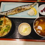 東京北浜 - さんま塩焼き定食＋松茸ご飯
