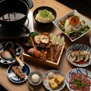 全コース飲み放題付き！炭火焼き鳥や自慢の鶏鍋でお酒が進む♪