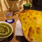 Alapadma - キーマパラック（鶏挽肉とほうれん草のカレー）とチーズナン。