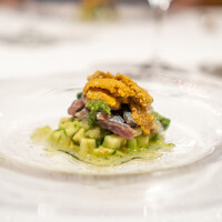 パトゥ - 根室産さんまとムラサキウニ 佐助なすとアボカド チミチュリソース