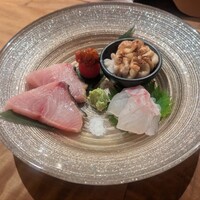 希凛 西店 - 刺身盛り合わせ 鯛、くもこ、ブリ