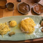 ゼロワンカレーA.o.D - こちらはツレのカレー。2種(野菜・チキン)に通常ライス