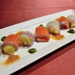 SAVOR - 魚介のカルパッチョと秋茄子のルーロー