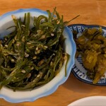 シュウマイ だお - 副菜の「切り昆布の煮物・野沢菜の醤油漬け」