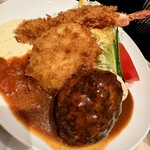 グリル ロン - Cセット、ハンバーグにエビフライとカニクリームコロッケ！旨し！