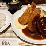 グリル ロン - セットはこんな感じ。味噌汁が具沢山で美味しい！