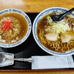 赤門ラーメン - 料理写真:「ランチAセット【ラーメン普通サイズ＋御飯物（小）】ミックス＋あんかけチャーハン」1,300円