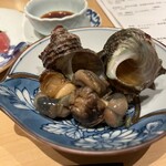 吉祥じ 和こん - 別注の姫サザエの煮付け　バイ貝煮付けの代わりにオーダー　煮汁がとても美味しい