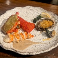 鉄板焼き 牛鳴 - 伊勢海老&鮑の鉄板焼き