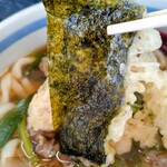 手打庵 - 肉天ぷら大盛りの海苔天ぷら