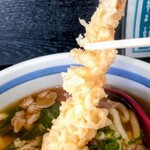 手打庵 - 肉天ぷら大盛りの海老天ぷら