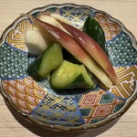 焼鳥 町子 - 香の物（胡瓜・茗荷・大根）