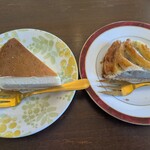 カフェレストラン長楽 - 子に田芋膳取り分けしたからまだまだ余裕で食べられる(笑)田芋のチーズケーキと田芋パイ。美味しかった〜