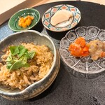 心一 - にしんの切り込み しゃけの切り込み
      たくわん 塩水ウニ 