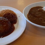 ジョイフル - 料理写真:日替りランチ（デミグラスハンバーグ＆ポテトコロッケ）＆ランチセット限定！カレー（ライス大盛り）