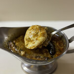 かれーの店 うどん  - 黄昏のユーラシア、ご飯大盛り、スパイシーひき肉、チーズ、ナス