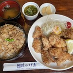鶏の伊藤 - ネギ塩ダレザンギ定食1430円、ご飯を鶏めしに変更330円