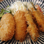三日月コロッケ - コロッケ&いわしフライ定食＋かぼちゃのコロッケ