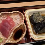 楽家 - お造り、ナスの煮びたし