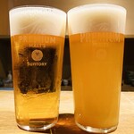 渋谷の日本酒ダイニング sakeba - 20251106プレミアムモルツ770円・あらごしパインビール880円