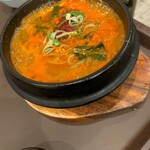 コリアンダイニング 李朝園 - 【期間限定】チュー辛ユッケジャンラーメンセット/ライス大 1180円(税込)