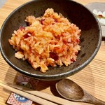 割烹こめを - 三の米　秋鮭と火稲菜の炊き込みご飯