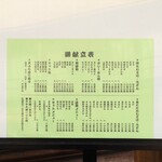 やぶ善 - 玄関扉横のグランドメニュー。