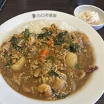 カレーハウスCoCo壱番屋 - 料理写真:海の幸カレー-ライス250g+チキンにこみ+ハーフ豚しゃぶ+ハーフほうれん草+ハーフやさい+単品ポテト
1016円-30円+288円+168円+126円+136円+91円=1795円
