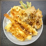 天丼てんや - 海老といかの上天丼大盛り、まいたけ天トッピング