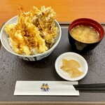 天丼てんや - 海老といかの上天丼大盛り、まいたけ天トッピング