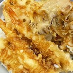 天丼てんや - 海老といかの上天丼大盛り、まいたけ天トッピング