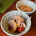 まーさんもげSUN 国見店 - サービスで頂いた小鉢！息子用にトマトのスパサラ