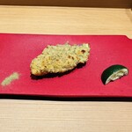 鮨あさひ - サワラの栗のペースト焼き。