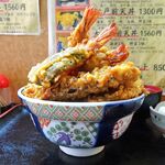 花家 - 海老天丼（大盛）1,000円