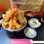 花家 - 海老天丼（大盛）1,000円