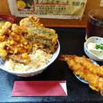花家 - 海老天丼（大盛）1,000円