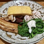 千ふく - おでん(穴子、うまき、たこ、たら白子、春菊)