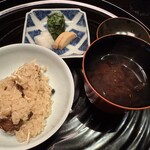 石葉 - きのこご飯 三つ葉 香の物 赤出汁