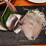 釣りあじ食堂 - お刺身　金あじ、平目（天然）