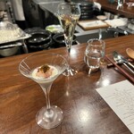 虎峰 - 何層かになっていてエビと豆乳の濃厚系の前菜