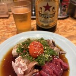 福島呑場ヒンジ - ホルモンユッケが新鮮でおいしかった